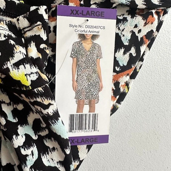 Christian Siriano Shift Dress Abstract Animal Print Stretch Size XXL Black - Picture 6 of 7